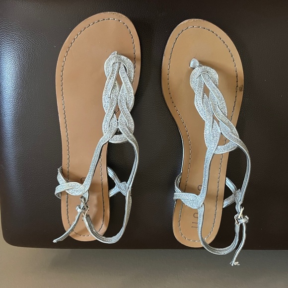 Unisa Shoes - Unisa Braided Silver Sandals/Size 10M